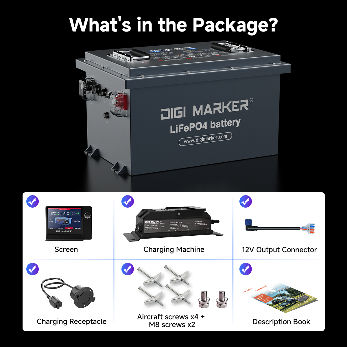 DigiMarker CS Standard 48V 100Ah golf cart lithium battery