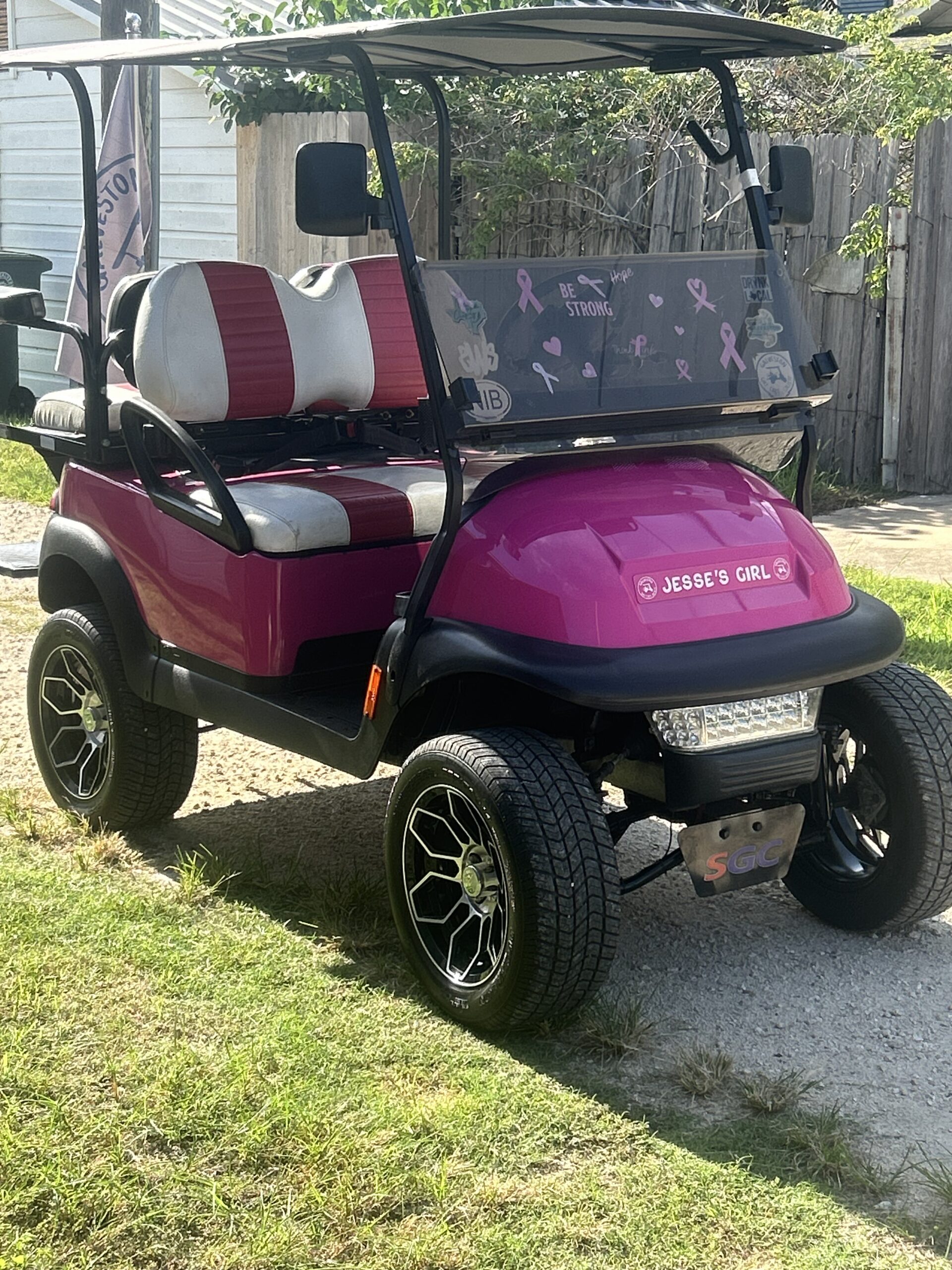 Pink golf cart